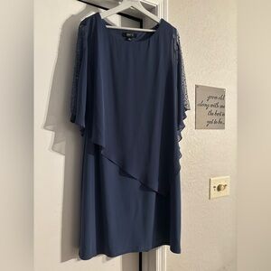 Ignite Special Occasion Dress / Beaded Insets - Sheer Cape Attached - Size 18